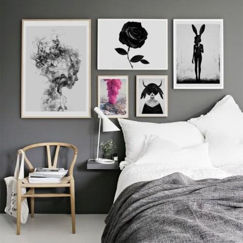 Nordic Cuadros Posters And Prints Black White Wall Art Canvas Painting Girl Picture For Living Room Scandinavian Home Decor