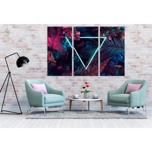 Neon Wall Art Abtract Canvas Palm Leaves Tropical Leaf Modern Indoor Decoration