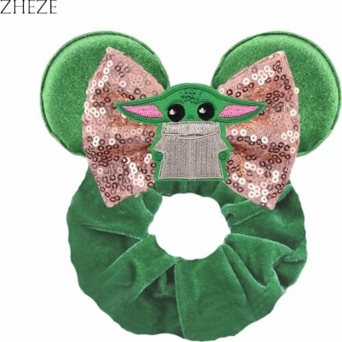 Fashion Bow Mouse Ears Rubber Ties Girls Rope Ponytail Holder Classic Hair Band Festival Velvet Scrunchie Elastic Hairband