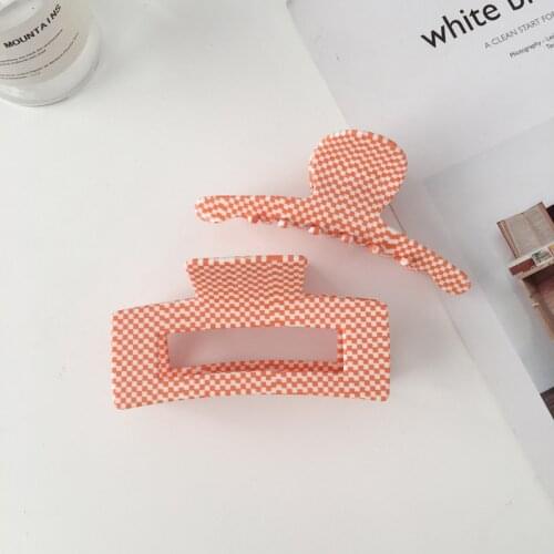 Women New Acetate Hair Accessories Lady Korean Style Plaid Hollow Hair Claw