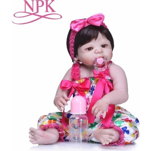 NPK56CM Reborn Baby Doll Full Body Silicone Vinyl Adorable Lifelike Toddler Baby Bonecas Girl Kid Bebes Reborn Dolls Toy