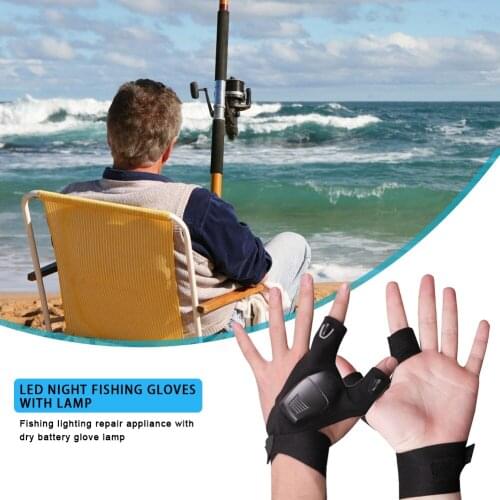 Outdoor Fishing Fingerless Glove LED Flashlight Camping Hiking Cycling Gloves Outdoor Portable Easy Fishing Carrying