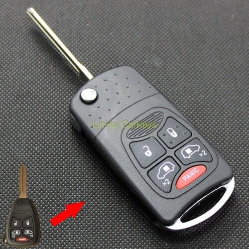 PINECONE for CHRYSLER 300C SEBRING JEEP WRANGLER COMPASS Key Case 4+1 Buttons Uncut Brass Blade Modified Remote Key Shell 1 PC