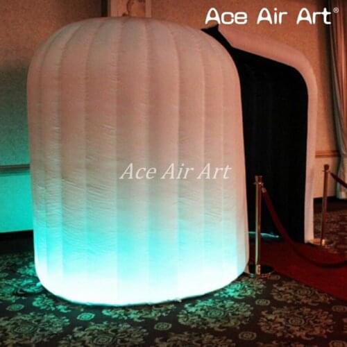 Durable Led dome inflatable photo booth kiosk,external white and internal black colorful social dome booth without lights for US