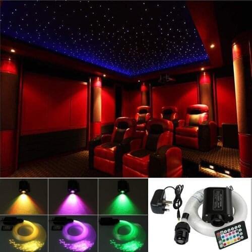 Remote controlled Audio Light Engine RGBW +400pcs 3M(L) Mixed size Fiber Optic plastic Cable Kit Ceiling Car Roof DIY star Lamp