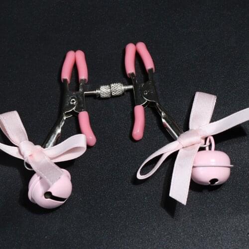 Pink Woman Sexy Adjustable Nipple Clamp Breast Bdsm Small Bell Adult Fetish Flirting Teasing Sex Toys For Couples