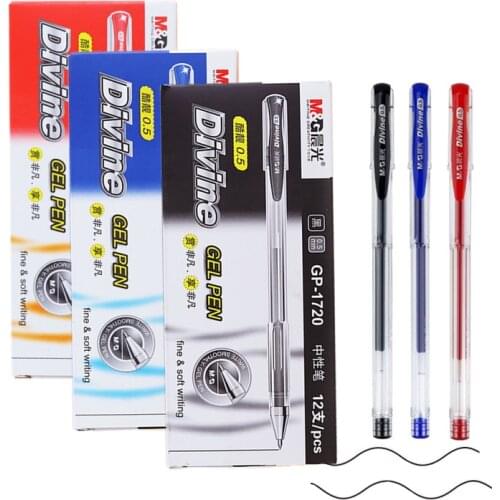 12PCS M&G 0.5 Gel ink pen Office and School stationery M&G GP1720 RollerBall pen wholesale Free Shipping Black Blue Red