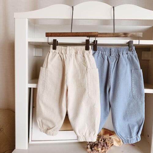 Boys Harem Pants Autumn New Arrival Loose Pants for Girls Side Pocket Casual Carrot Pants Toddler Kids Trousers Child Pants 2019