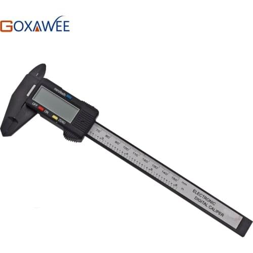 GOXAWEE 150mm 6inch Digital Electronic Carbon Fiber Vernier Calipers LCD Plastic Caliper Gauge Micrometer Ruler Measuring Tools