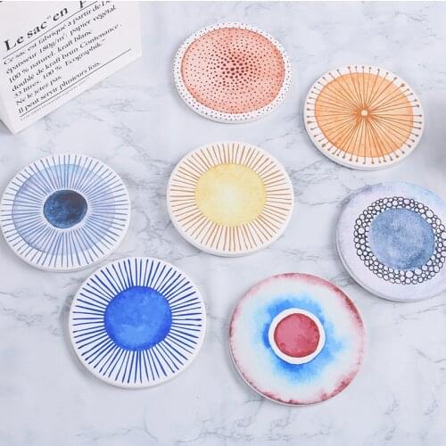 Japanese simple small fresh ceramic coasters creative decorative gifts cork insulation mats tea set accessories teacup mats