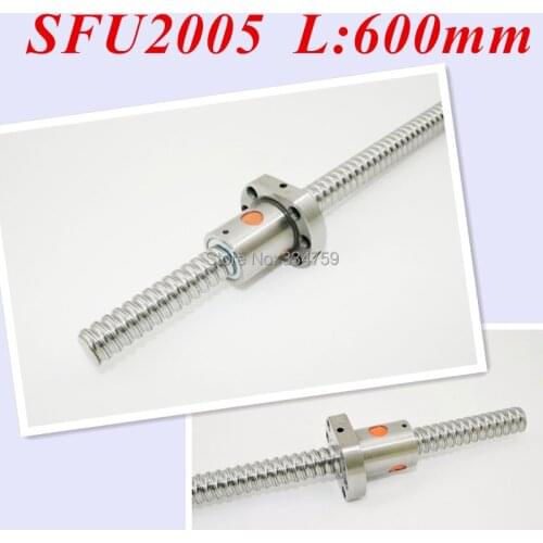 Zero Backlash Rolled Ball Screw SFU2005 - L600mm with single SFU2005 ball nut for XYZ CNC parts