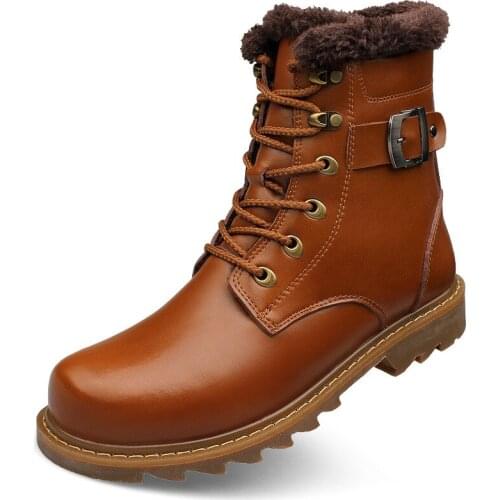 Winter Snow Boots Womens Hight-top Boots Natural Wool Winter Boots men Warmest Cow Leather winter shoes men Ankle boots