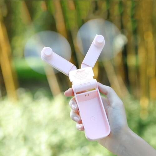 1PC Mini Handheld Fan Dual Head Powerful Wind Small Personal Portable USB Fan Pocket Foldable Size for Home Office Hiking Travel