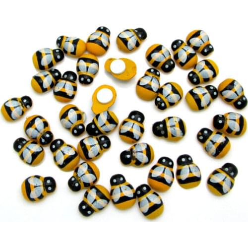 100Pcs Mixed Colorful Bees Wood Sewing Buttons For Kids Clothes Scrapbooking Fridge Magnet Decoration Handicraft DIY Accessories