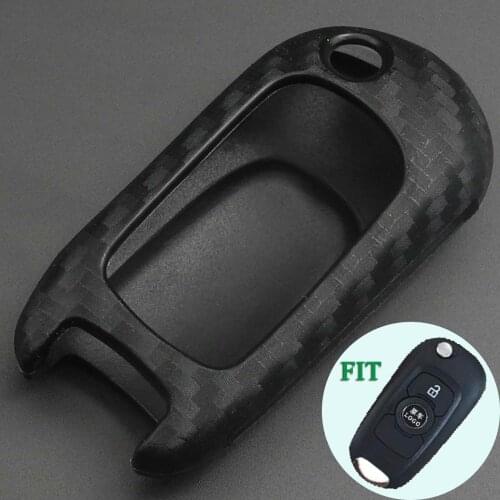 Bilchave 5pcs Carbon Fiber Silicone Remote Car Key Case Cover For Chevrolet Cruze For 2019 Buick Fob Verano Car-Styling Holder