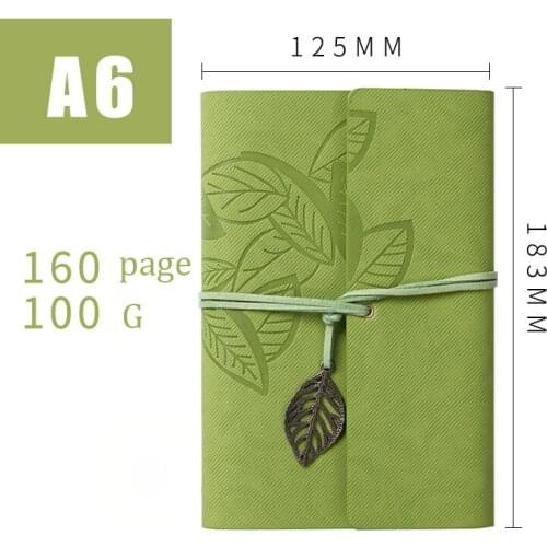 A7 Kawaii Leaf texture Soft Leather Binder Spiral Notebook Loose-leaf Planner Daily School Note Book Office Supplies Stationery