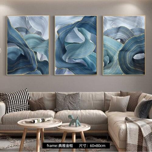 Abstract Gold Green Wavy Geometric Canvas Art Posters Modern Nordic Wall Art Canvas Paintings Wall Decor Art Pictures Cuadros