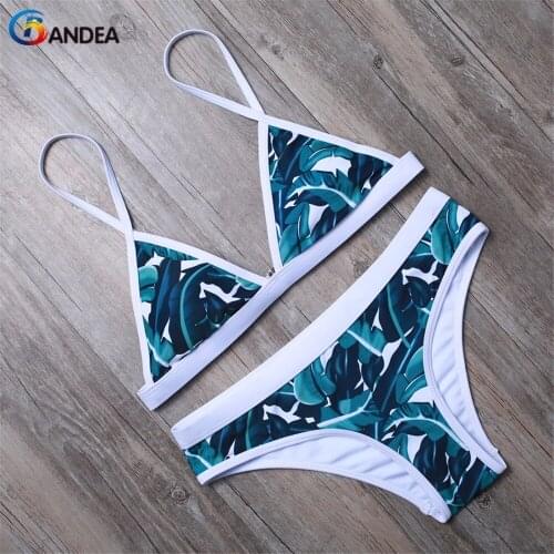 BANDEA Sexy Print Women Swimsuit 2019 Low Waist Bottom Bandge Top Seaside Bikini Set Beach Wear Swimwear HA898