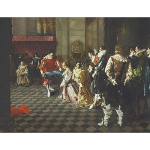 Free shipping classical court figures canvas prints noble bow down oil painting printed on canvas wall art decoration picture