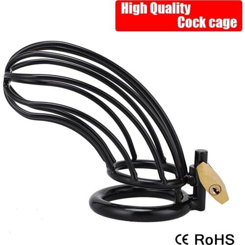 Black Chastity Cage Metal Penis Ring Cock Cage Slave Bdsm Bondage Erotic Couples Couple Gay Ladyboy Sex Toys for Men