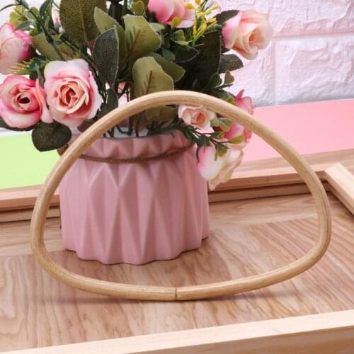 D Shape Bamboo Rattan Handle Purse Frame Handmade Bag Handle DIY Handbag Accessories LX9F