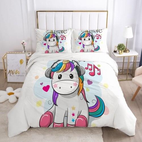 Kids Bedding Set for baby cartoon Bed linen set for home duvet cover bed sheet family sets Euro 7pcs music unicorn