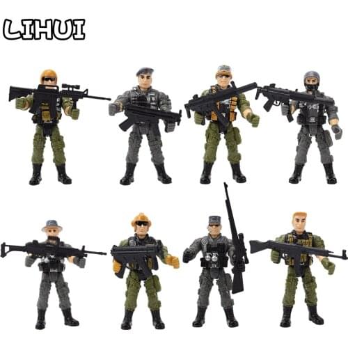 8 Pcs/set SWAT Military Army Action Figure Toys for Boys Combat Game Movable Joints Military Soldiers Model Toy for Kids Gifts