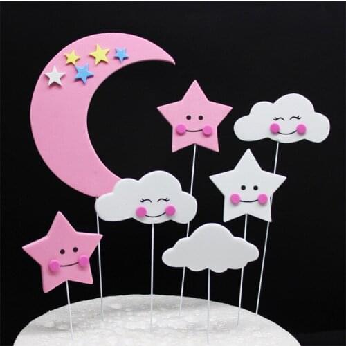 Moon Star Cloud Squirrel Cake Topper For Baby Shower Baking Dessert Birthday Decoration Anniversary Supplies Kid Sweet Gifts