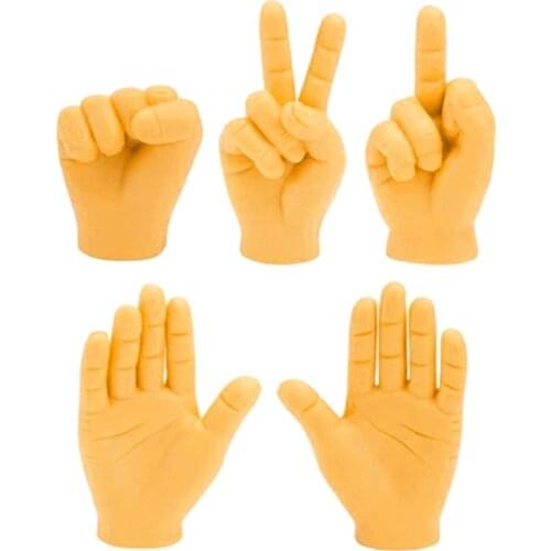 Miniature Hand Mini Finger Hand Silicone Finger Puppet Prank Hand Halloween Hand Props Accessories Mini Prank Hand Toddler L4MC