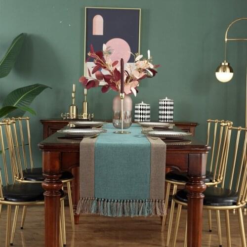 New Luxury Table Runner with Tassel Pure Color Stitching Table Cover for Home Wedding Banquet Festival Party Table Decoration