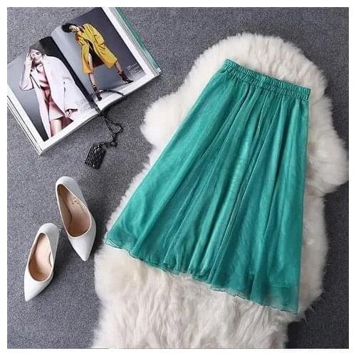 Summer new holiday plus size chiffon skirt, mid-length, large swing, mesh drape short skirt Knee-Length empire