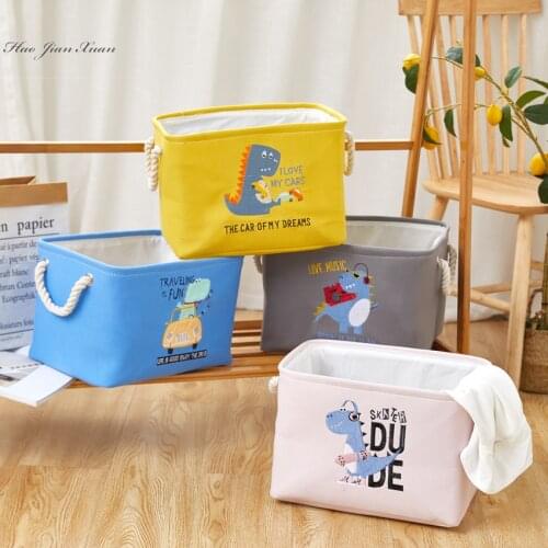 New Cute Folding Storage Box with Dinosaur Embroidery Animal Toy Storage Bins Cube Basket Organizer for Kids Room Baby Nursery