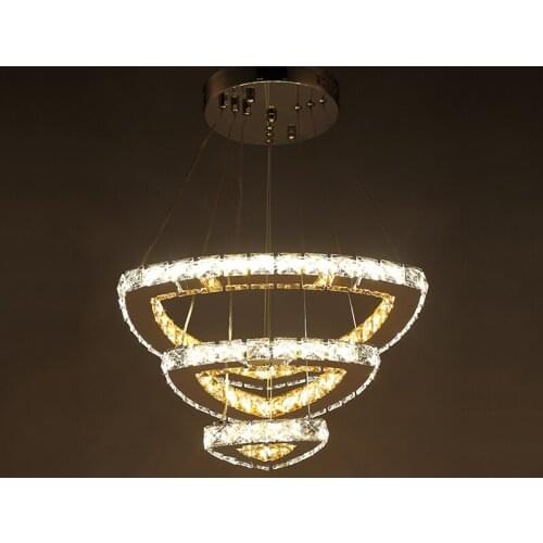 Popular Diamond Ring LED Crystal Pendant Light Modern LED Circles Hanging Lamp Foyer Dining Room Lighting Home Decoration