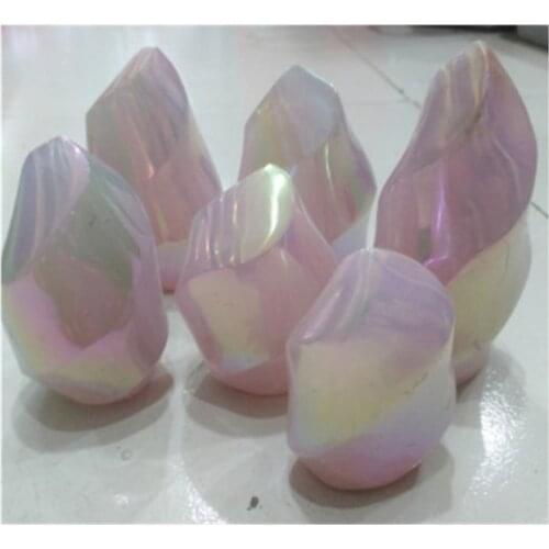 Розовый кварц Natural crystal crafts flame Spiritual healing products aura rose quartz torch for Home Decoration