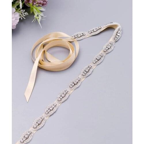 ZMS102 Handmade Silver Rhinestone Wedding Belt Wedding Dress Belt Bridal Belt Bridesmaid Sash Belt for Evening Party Prom Gown