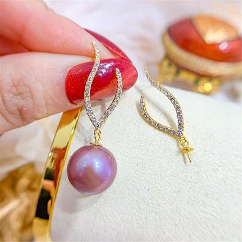 925 Silver Pearl Beads Stud Earrings Setting Base Diy Jewelry Making Findings&Components