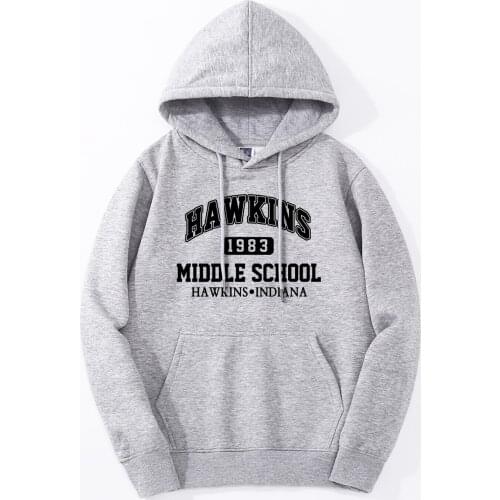 2020 Autumn Winter Warm Fleece High Quality Sweatshirt Tv Show Stranger Things Hawkins Hoodie Fashion Fitness Hip Hop Streetwear