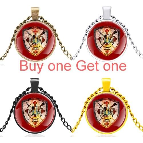 Vintage Templar Order Cross Design Glass Dome Black Men Women Classic Necklace Pendant Jewelry Accessories Gift