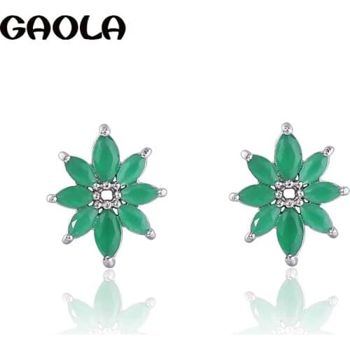 GAOLA Women Flower 3 Colors AAA Cubic Zirconia Classic Stud Earrings Engagement Gift GLE6779Y