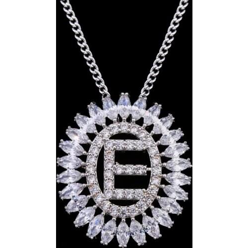 Emmaya 6 Colors Female Charm Pendant New Design Letter E Zircon Necklace for Women Fashion Wholesale Crystal Jewelry Gift Party