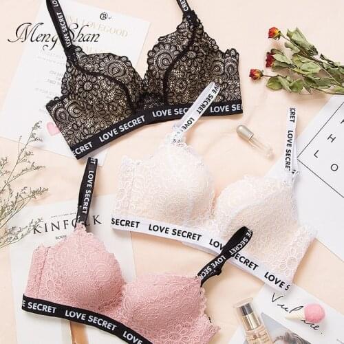 Underwear women New lace-faced English alphabet-trimmed comfortable ladys underwear non-ring adjustable bra push up bra