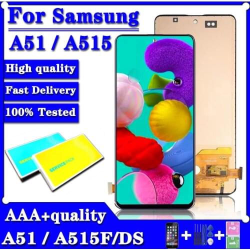 100% Test Lcd For Samsung Galaxy A51 A515 A515F A515F/DS A515FD Lcd Display Touch Screen Assembly With Frame For Samsung A51 LCD