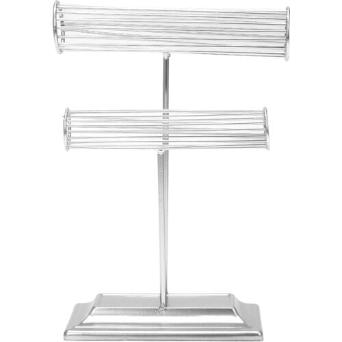 2 Tiers Metal Jewelry Tower Bracelet Holder Jewelry Display Stand Desktop Jewelry Organizer for Home Organization