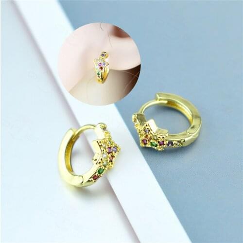2021 New Earring Fashion Star Rainbow Zircon Ear Ring Horse Eye Ear Bone Ear Buckle INS Style Personality Wild Girl Ear Jewel