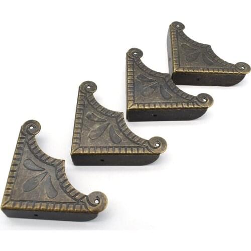48mm Antique Bronze Vintage Box Corner Protector Triangle Metal Box Decorative Edge Safety Guard for Table Suitcase - 12pcs