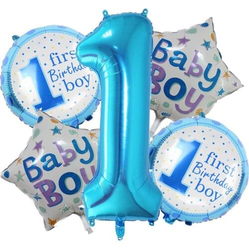 5pcs/lot Baby Shower First Helium Foil Balloons 1TH Birthday Party Decoration Children Kids Party Suppliers Air Balls