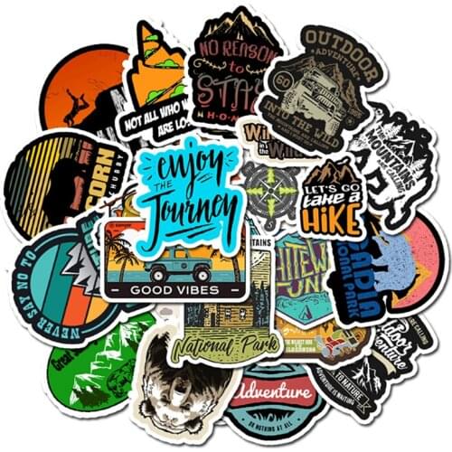 50Pcs/bag Camping Landscape Stickers Outdoor Adventure Climbing Travel Waterproof Sticker DIY Suitcase Laptop Bicycle Helmet