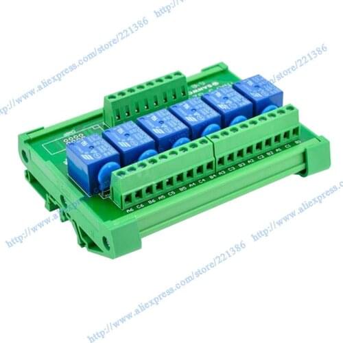 6 channels 18V 10A Relay Module driver board output amplifier PLC board SL Interface relay module DIN rail mount relay NPN