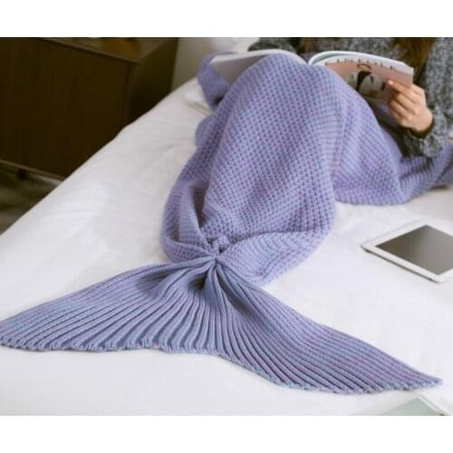 Marious Mermaid Tail Acrylic Blanket Crochet Mermaid Blanket For Adult Super Soft All Seasons Sleeping Knitted Blankets