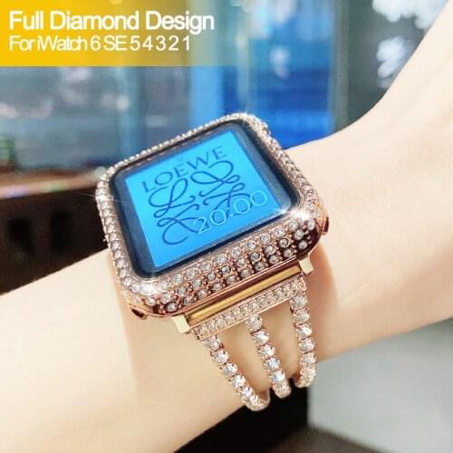 Diamond Cover For Iwatch SE 6 40mm 44mm watch accessories Bumper Protective Case for Apple Watch Series 6 SE 5 4 3 2 1 38MM 42MM